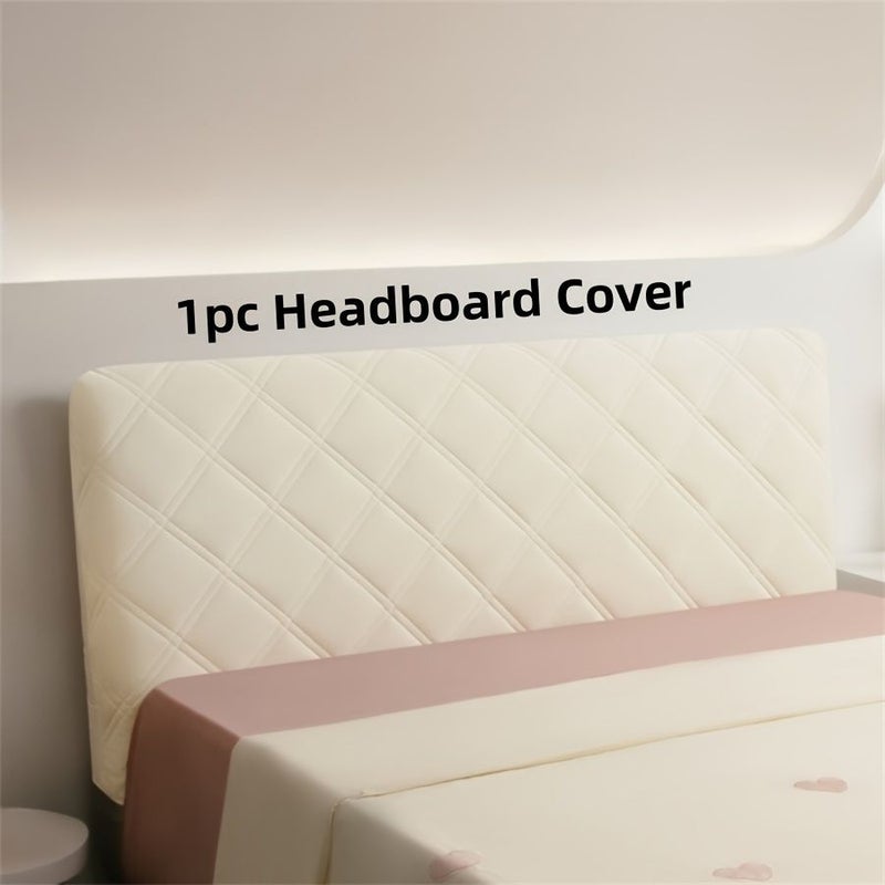 1 Luxury Classic Quilted Short Plush Headboard Dust Cover For Full Size Bed Super Soft And Comfortable Washable Polyester Fabric With Reactive Print Machine Or Hand Washable Pink W63xH28 Inch - Image 1