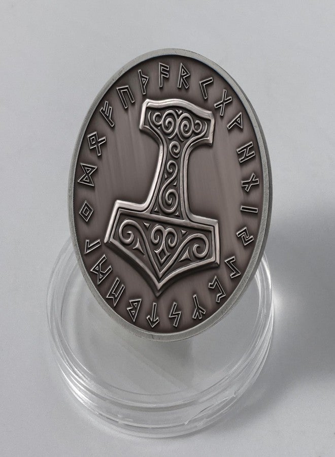 Imasoner Viking Thor's Hammer Coin - Norse Mjölnir Medallion with Nordic Runes, Viking Warrior Novelty Coins, Symbol of Strength and Protection, Norse Mythology Gift for Men and Women - Image 5