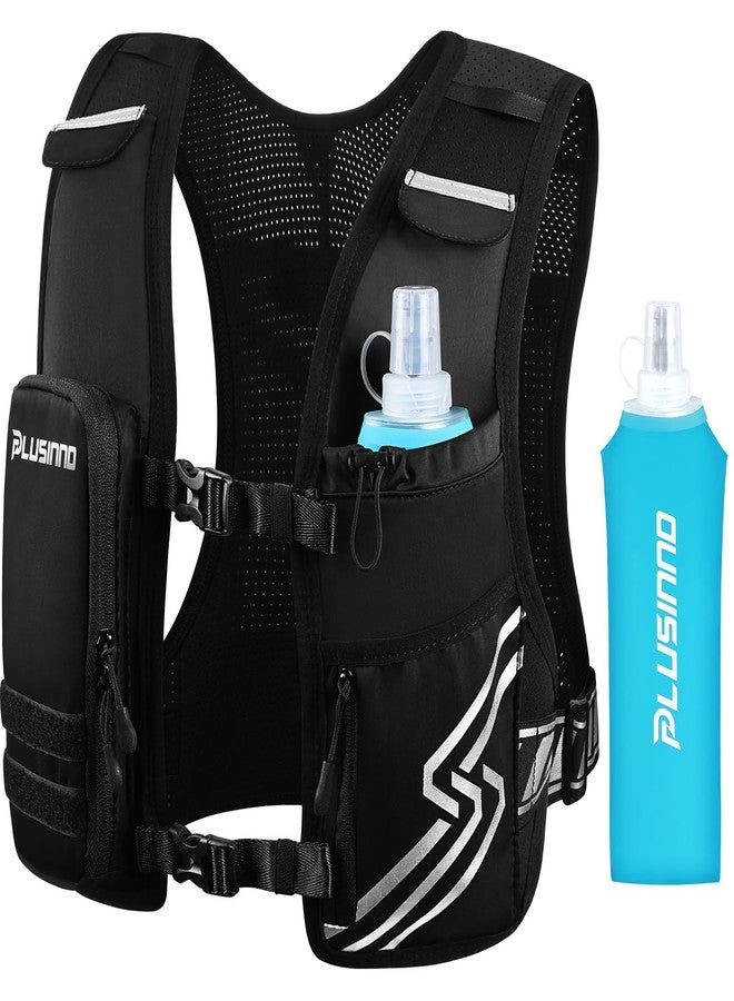 PLUSINNO Running Vest for Women Men, Running Hydration Vest with 500ml Soft Flask & Touch-Screen Phone Pocket, Reflective Lightweight Hydration Backpack for Hiking with Adjustable Chest Waist Straps M - Image 1