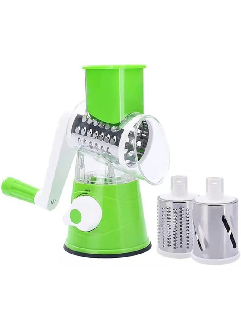 جولدن أروز قطّاعة خضار وفاكهة يدوية دوّارة متعددة الوظائف – مبشرة وخلاط شرائح مع أسطوانات ستانلس ستيل للتقطيع والبشر – سهلة الاستخدام وآمنة للمطبخ - Image 3