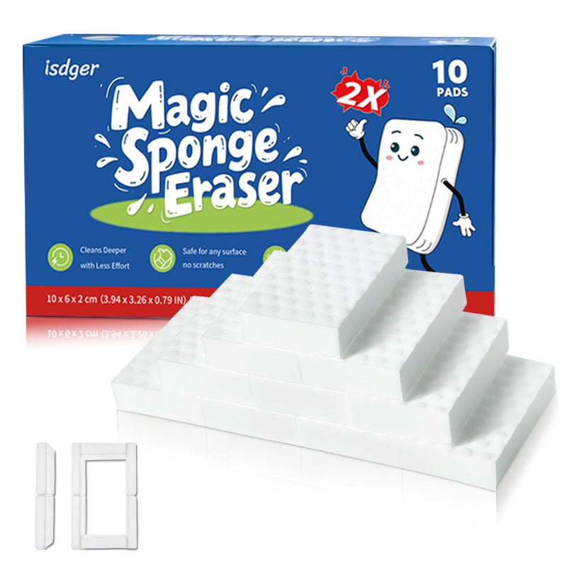 ISDGER Glass Cooktop Cleaner Sponge, 10 Pack GRS Certified Stove Top Cleaner 2X Density Magic Melamine Sponge Eraser, Extra Durable & Long Lasting, for Kitchen Glass Marble Ceramics Top Daily Cleaning - Image 1