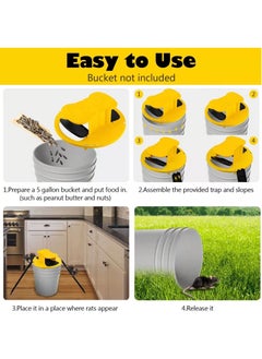 Excefore Mouse Trap Bucket, Flip and Slide Bucket Lid Mouse Trap, Humane or Lethal, Humane Trap Door Style, Multi Catch, Auto Reset, Indoor Outdoor, No See Kill, Compatible 5 Gallon(18.9 Litres) Bucket  - Image 5