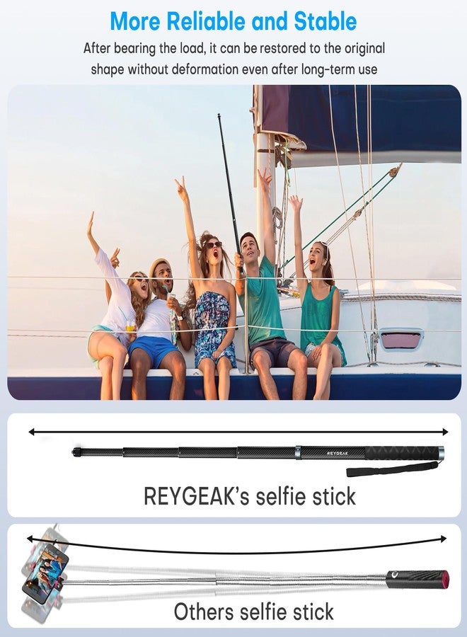 REYGEAK 59 Inch Invisible Selfie Stick for Insta360 X4,Extension Selfie Pole with 1/4 Screw,Carbon Fiber Waterproof Long Monopod for Insta360 X4/X3/X2/ONE/ONE RS/ONE X. - Image 4