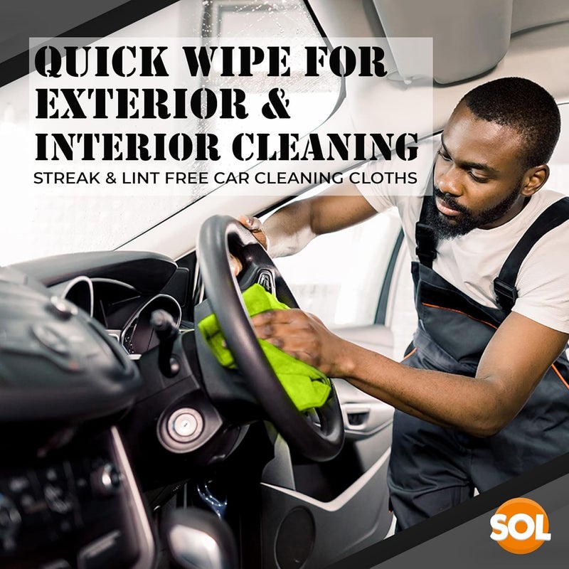 SOL 20 Pack Microfibre Car Cleaning Cloths - 28cm x 28cm for Polishing and Drying - Image 5