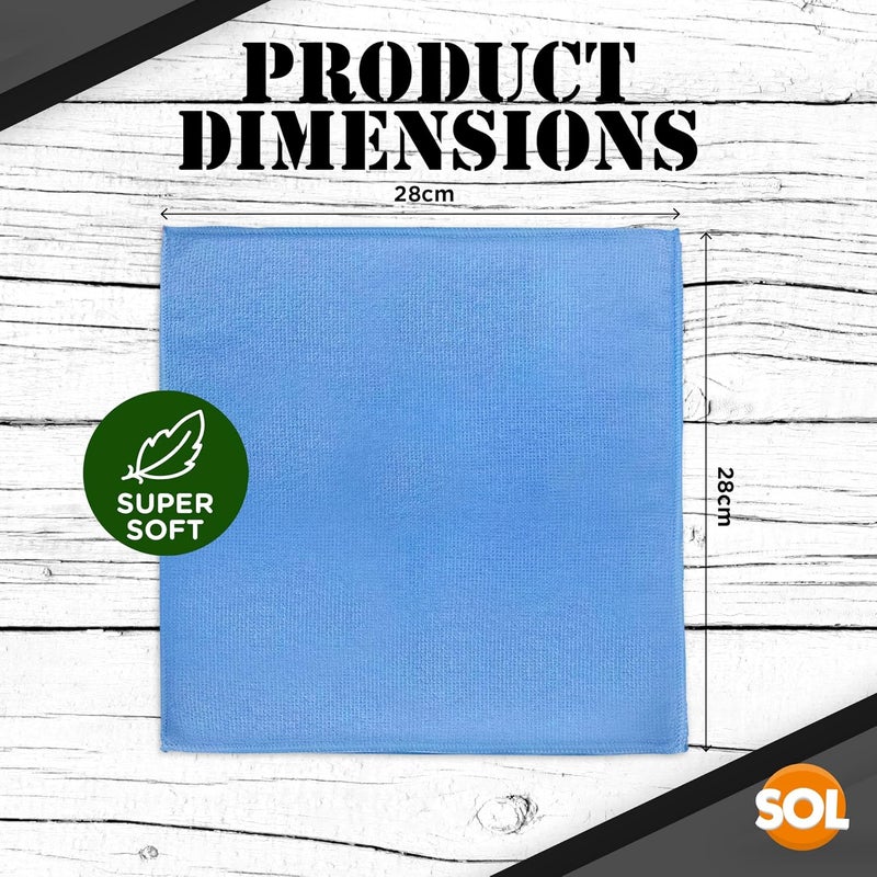 SOL 20 Pack Microfibre Car Cleaning Cloths - 28cm x 28cm for Polishing and Drying - Image 2