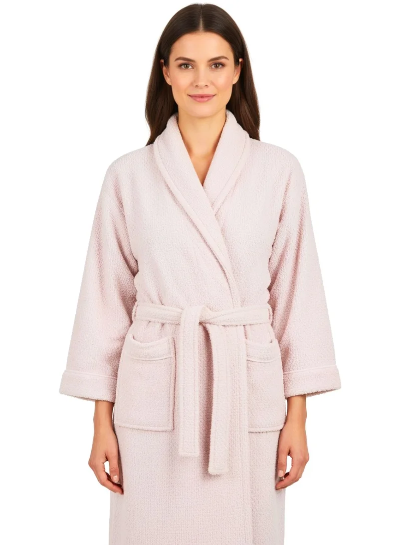 1Chase Jacquard Spa Bathrobe (S/M, Pink) – Luxury Soft & Absorbent Robe