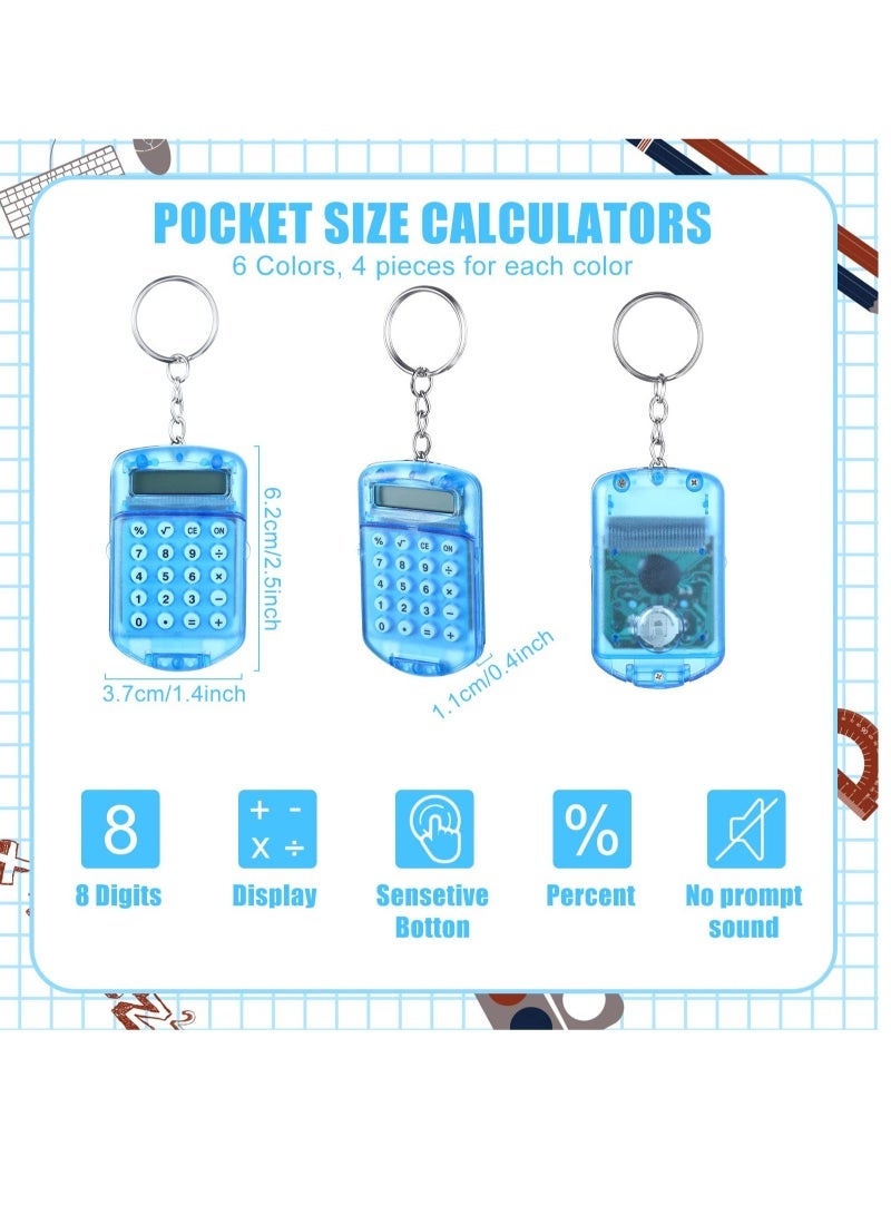 6 Pcs Mini Pocket Calculator Key Ring - 8 Digit Electronic Keychain for Kids & Students - Portable, Stylish & Clear Flip Design for Home & Office - Image 5