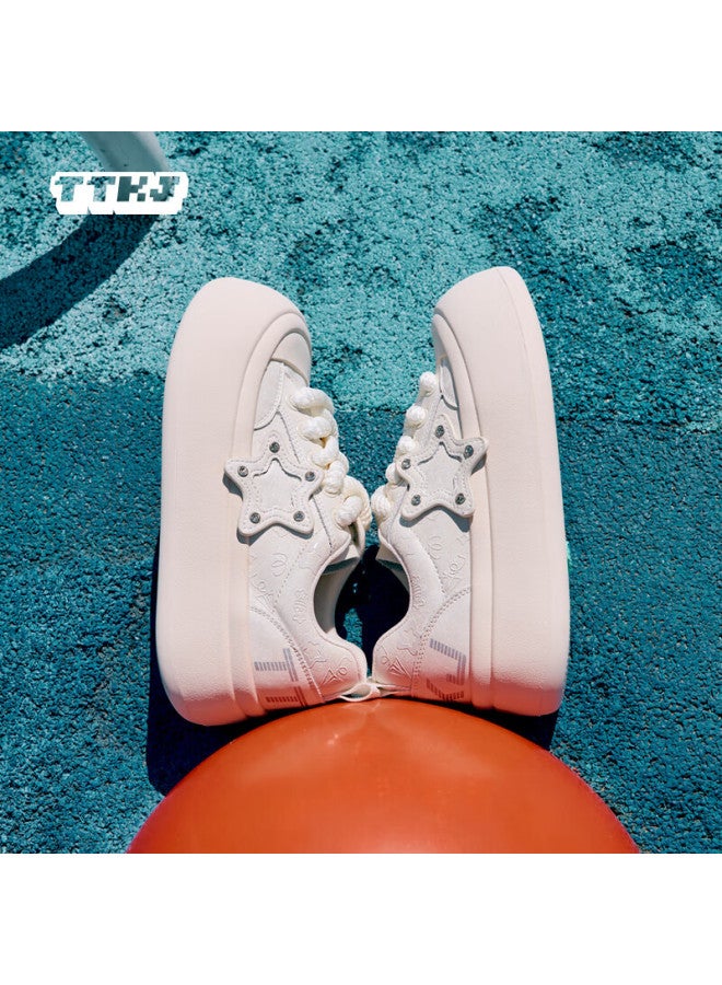 Ttkj Original Chubby Star Shoes Women's Fashion Casual Thick Sole Height Increasing Printed White Sneakers Comfortable For Long Walking - Image 1