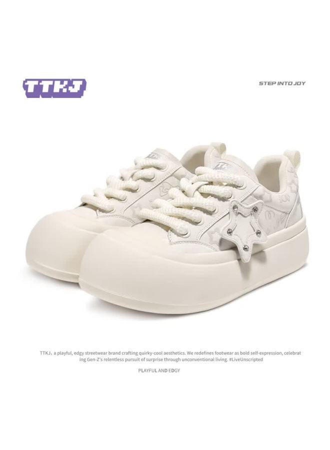 Ttkj Original Chubby Star Shoes Women's Fashion Casual Thick Sole Height Increasing Printed White Sneakers Comfortable For Long Walking - Image 5
