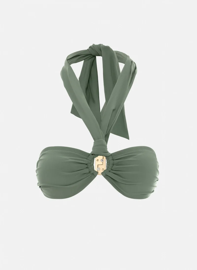 Lichi Bandeau bikini top with golden ring