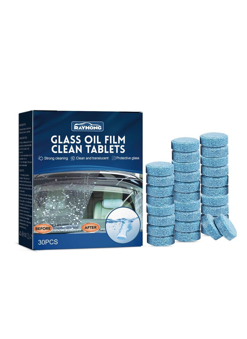 RAYHONG 30 Pieces Car Windshield Glass Concentrated Washer Tablets Solid Effervescent Wiper Cleaning for Kitchen Window  - Image 1