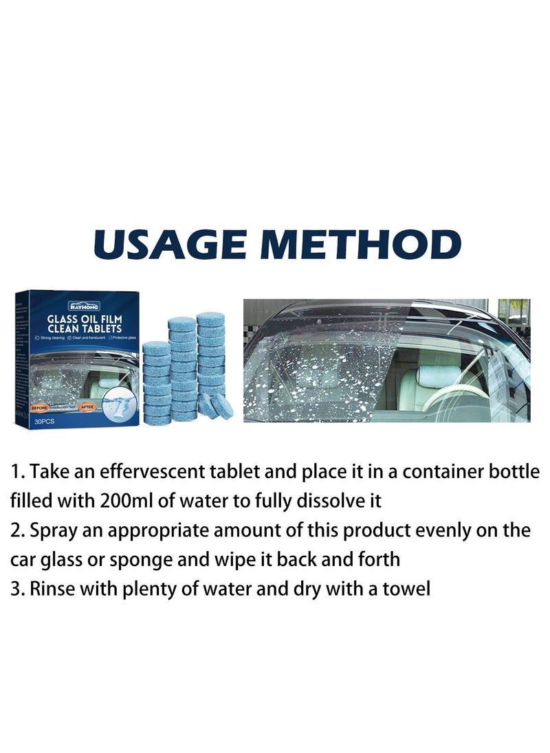 RAYHONG 30 Pieces Car Windshield Glass Concentrated Washer Tablets Solid Effervescent Wiper Cleaning for Kitchen Window  - Image 2