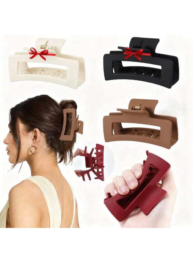 4 قطع من مشابك الشعر المرنة المصنوعة من السيليكون للنساء، مشابك ناعمة كالسحاب، مشابك كبيرة جدًا مقاس 4 بوصات، مشابك جامبو للشعر الكثيف المجعد، مشابك مستطيلة مرنة غير قابلة للانزلاق. - Image 1