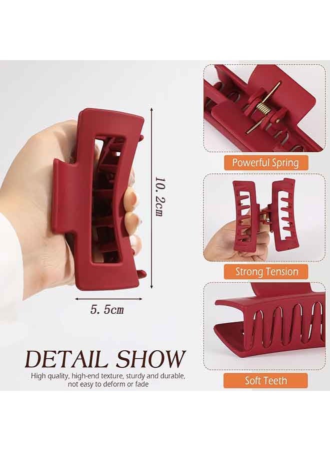 4 قطع من مشابك الشعر المرنة المصنوعة من السيليكون للنساء، مشابك ناعمة كالسحاب، مشابك كبيرة جدًا مقاس 4 بوصات، مشابك جامبو للشعر الكثيف المجعد، مشابك مستطيلة مرنة غير قابلة للانزلاق. - Image 3