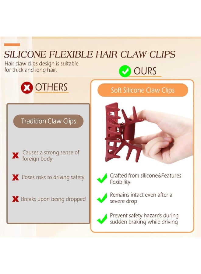 4 قطع من مشابك الشعر المرنة المصنوعة من السيليكون للنساء، مشابك ناعمة كالسحاب، مشابك كبيرة جدًا مقاس 4 بوصات، مشابك جامبو للشعر الكثيف المجعد، مشابك مستطيلة مرنة غير قابلة للانزلاق. - Image 4