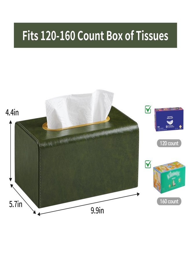 MEIBOOCH Rectangle Tissue Box Cover for 120-160 Count Box of Tissues, Luxury PU Leather Tissue Holder with Magnetic Closure (Olive Green) - Image 2