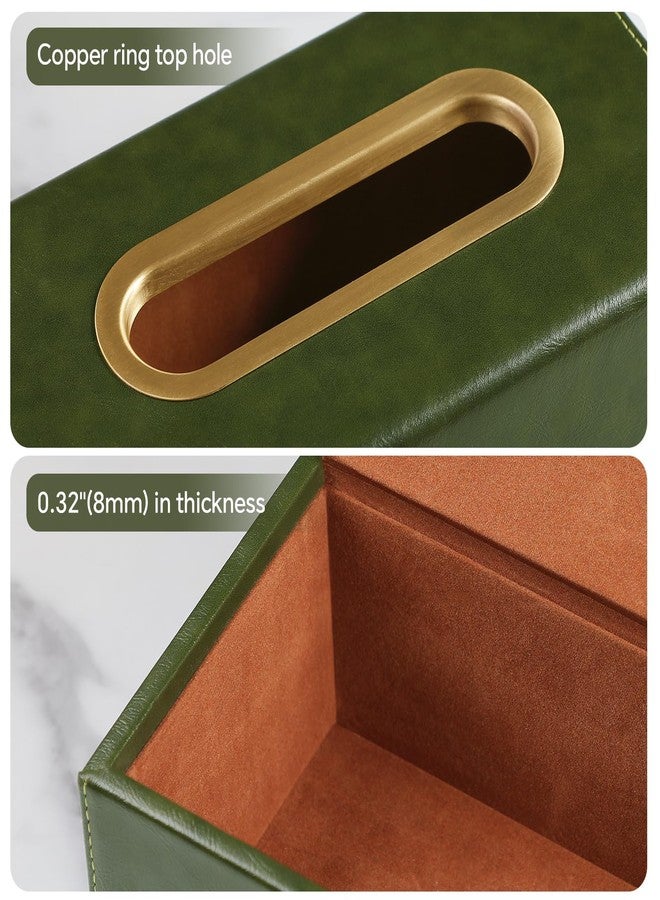 MEIBOOCH Rectangle Tissue Box Cover for 120-160 Count Box of Tissues, Luxury PU Leather Tissue Holder with Magnetic Closure (Olive Green) - Image 4