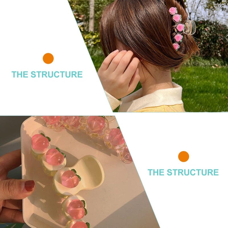 IMIKEYA 2pcs Pink Fruit-inspired Hair Claw Clips Large Jaw Clamp for Women Makeup and Bath Styling Hair Accessories - Image 3