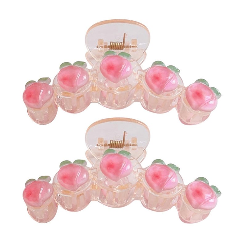 IMIKEYA 2pcs Pink Fruit-inspired Hair Claw Clips Large Jaw Clamp for Women Makeup and Bath Styling Hair Accessories - Image 1