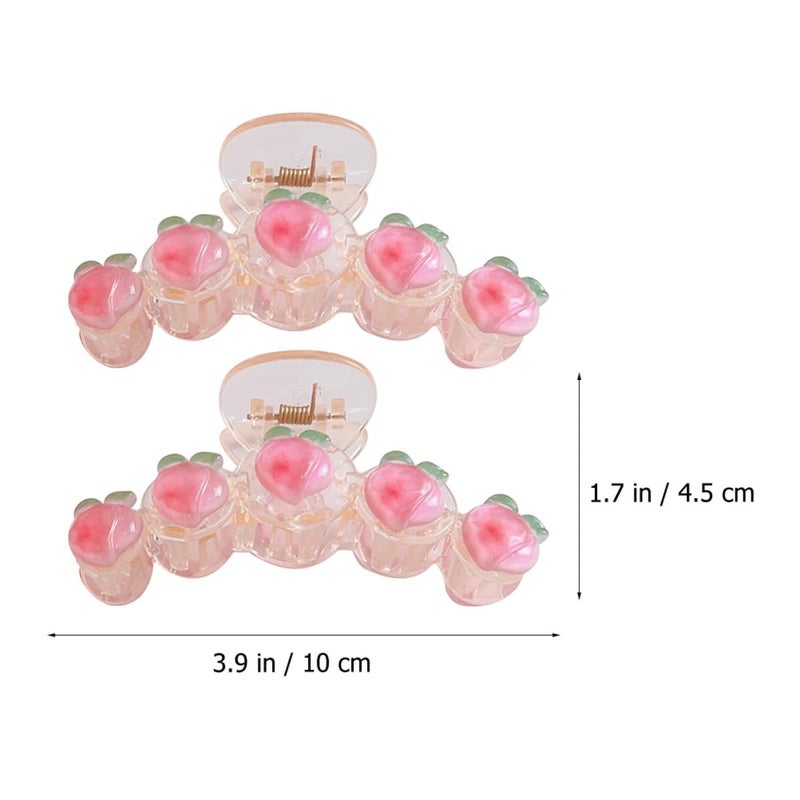 IMIKEYA 2pcs Pink Fruit-inspired Hair Claw Clips Large Jaw Clamp for Women Makeup and Bath Styling Hair Accessories - Image 2