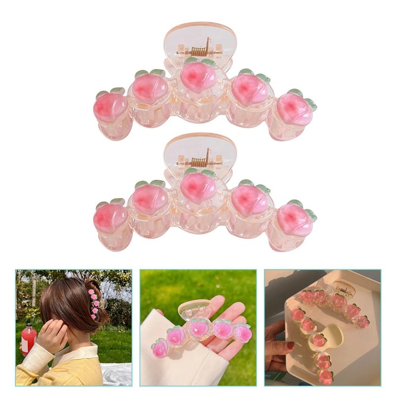 IMIKEYA 2pcs Pink Fruit-inspired Hair Claw Clips Large Jaw Clamp for Women Makeup and Bath Styling Hair Accessories - Image 5