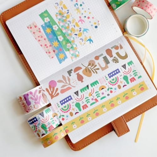 Bomichi 38 Rolls Washi Tape, Aesthetic Colored Decorative Cute Scrapbook Tape for Scrapbooking Supplies Journaling Craft Junk Journal - Image 3