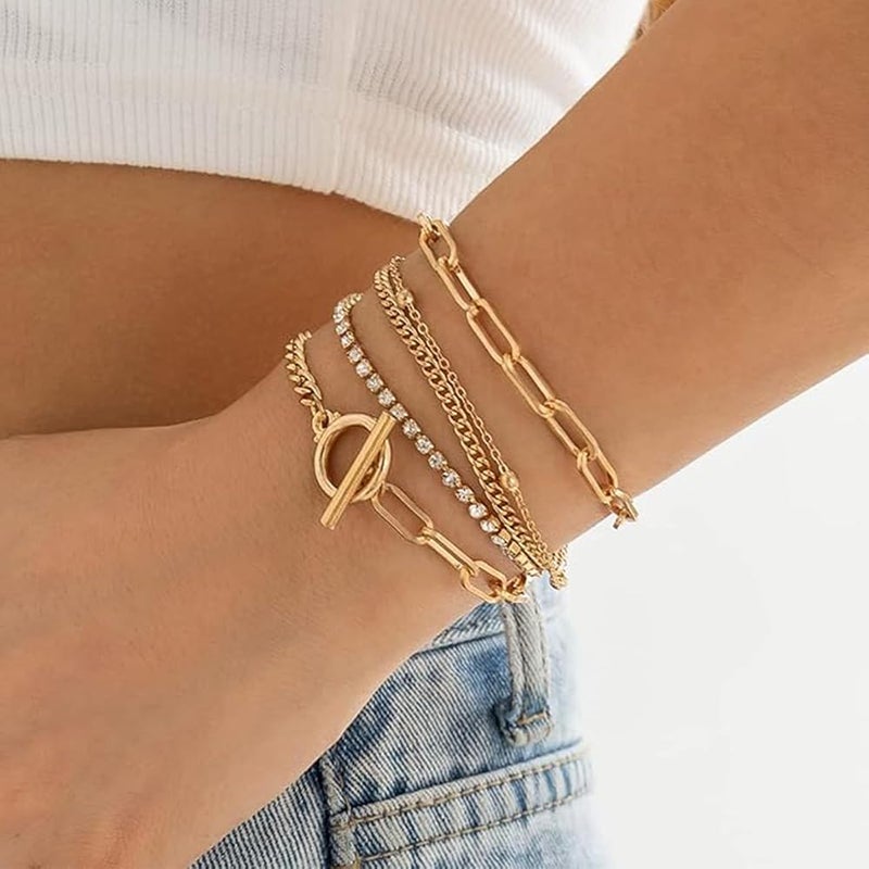 Azonee 2 PCS Gold Bangle Set for Women, Adjustable Gold Bracelets, Chunky Gold Bangles, Trendy Gold Bracelets for Wedding, Birthday, Graduation & Daily Wear, Non-Tarnish Stackable Jewelry - Image 5
