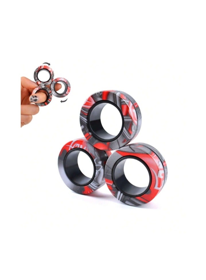 OASIS-TH Finger Fidget Toys, Magnetic Rings Fidget Toys for Adults Kids Finger Therapy Anxiety and Relief Work Stress - Image 1