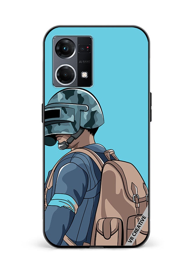 VR CREATIVE Protective Case Cover For Oppo Reno8 4G Helmet And In Military Uniform Design Multicolour  - Image 1