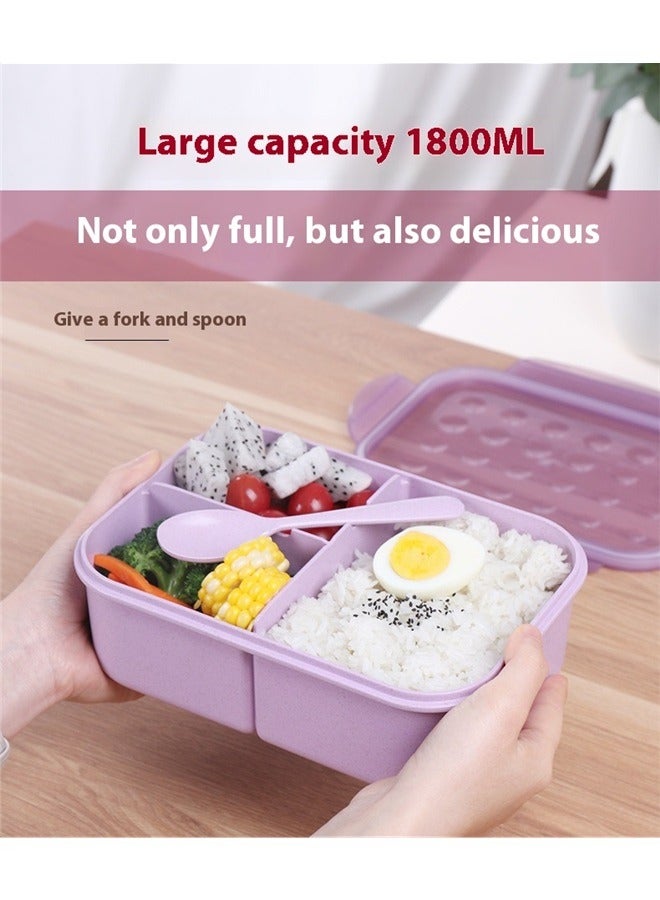Lunch Box Durable Leakproof Containers With 3 Compartments For Kids Plastic ，Box Lunch Box,Ideal Leak-Proof Lunch Box for Women,Reusable Meal Prep Container for Body Builders Purple  - Image 3