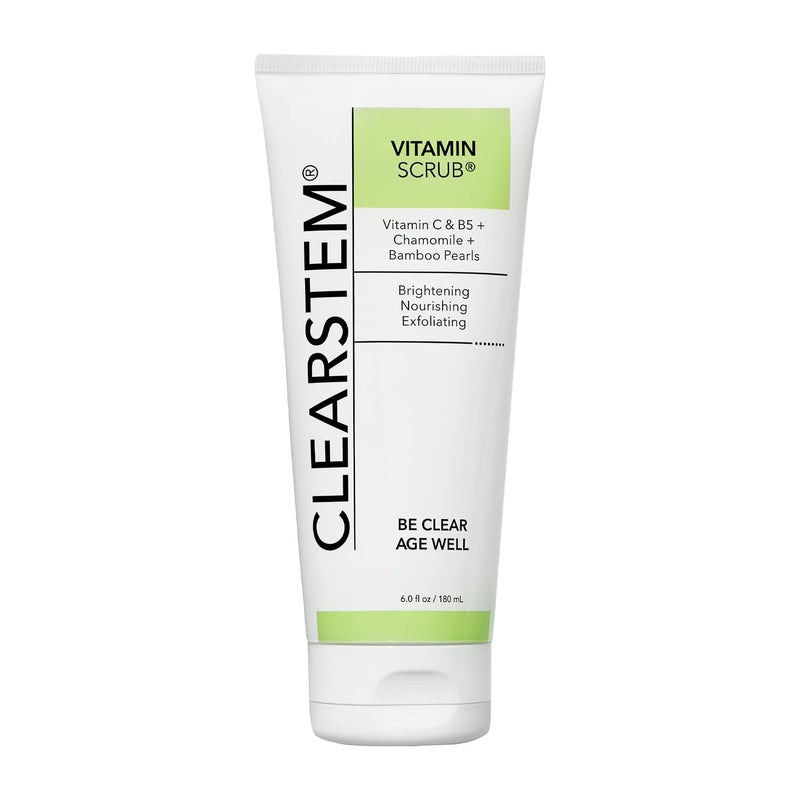 CLEARSTEM  VITAMINSCRUB  AntioxidantInfused Scrub Cleanser  Exfoliating Face Wash  Body Scrub  Vitamin C Hemp Bamboo  Skin Care Products  Vegan Gluten Free Cruelty Free  6 fl oz  177ml