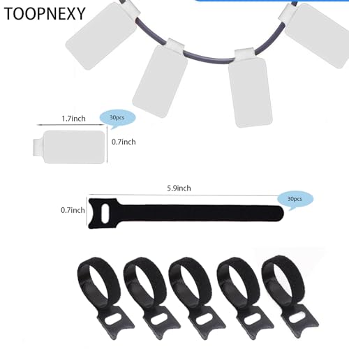 TOPNI 60 Pieces Cable Labels & Reusable Hook and Loop Fastening Ties Set - 30 Pieces Cord or Wire Labels & 30 Pieces Labels for Electronic Cords, Home & Office Cord Management - Image 2