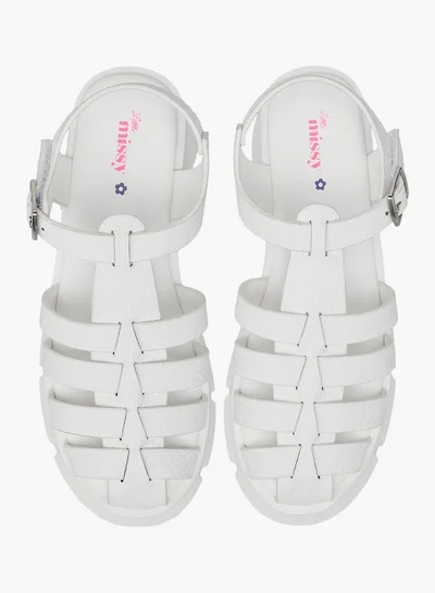 Little Missy Girls Strappy Flatform Sandals with Hook and Loop Closure