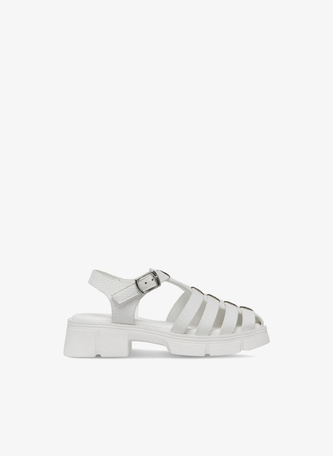 Little Missy Girls Strappy Flatform Sandals with Hook and Loop Closure - Image 2