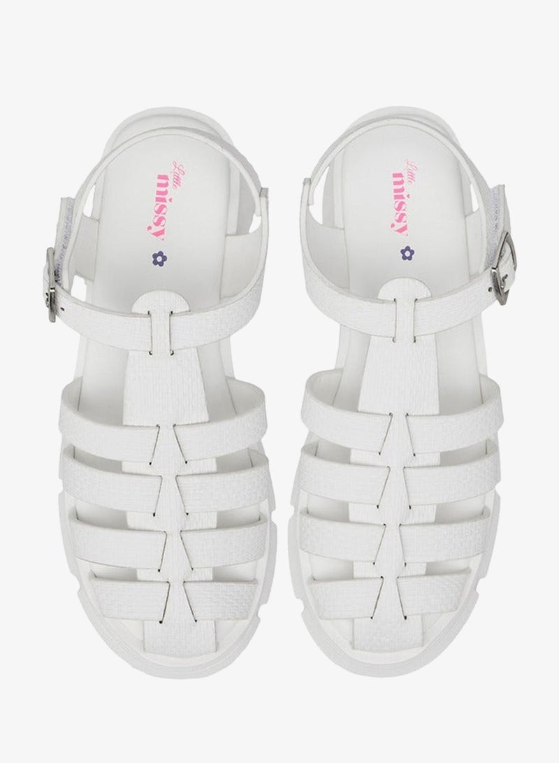 Little Missy Girls Strappy Flatform Sandals with Hook and Loop Closure - Image 1