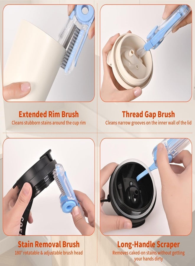 Funnacle 4 in 1 Cup Lid Cleaning Brush Set (3 Pcs, Blue,Orange,Beige) Foldable Cup Lid Cleaning Brush Set Folds in Completely Design - Image 3