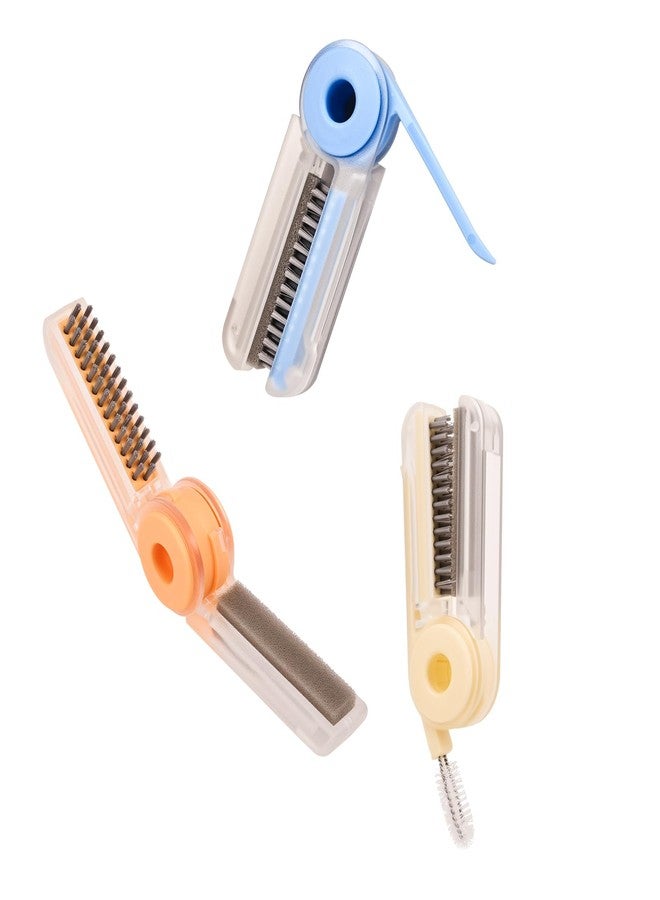 Funnacle 4 in 1 Cup Lid Cleaning Brush Set (3 Pcs, Blue,Orange,Beige) Foldable Cup Lid Cleaning Brush Set Folds in Completely Design - Image 1