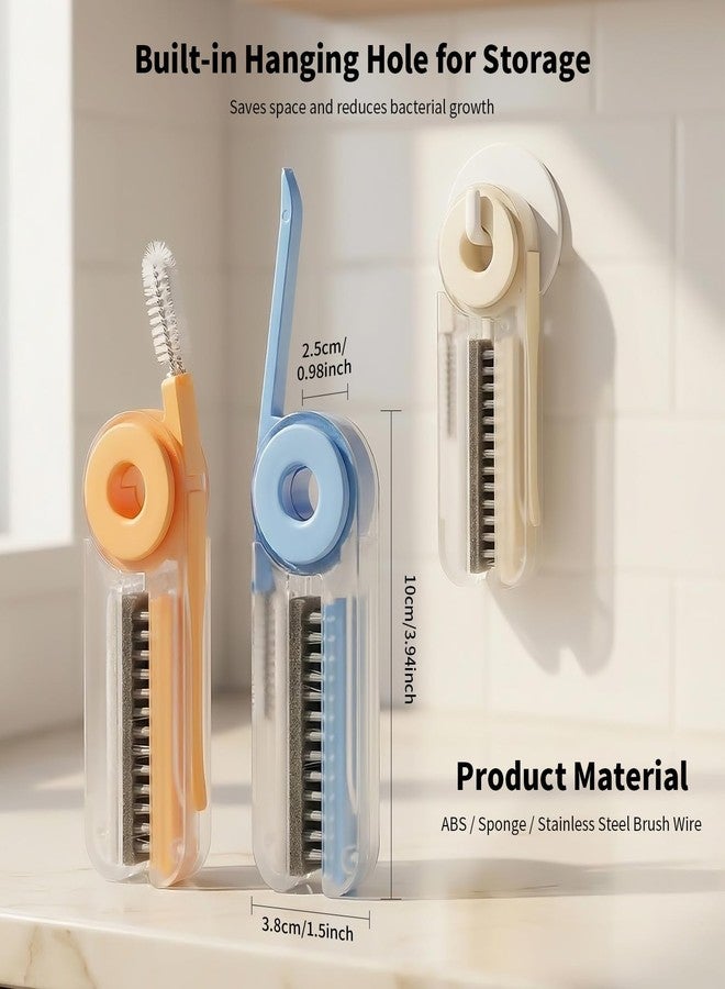 Funnacle 4 in 1 Cup Lid Cleaning Brush Set (3 Pcs, Blue,Orange,Beige) Foldable Cup Lid Cleaning Brush Set Folds in Completely Design - Image 4