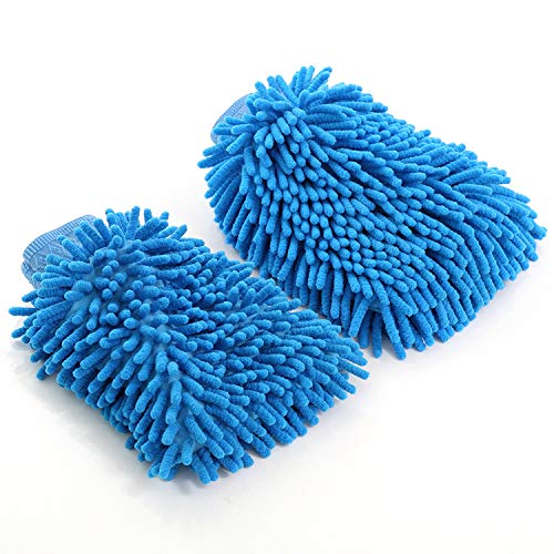 KitchenFest KitchenFest Super Absorbent Double Sided Microfiber LintFree Chenille Cleaning Dusting Gloves Home Car Washing Mitt Multicolor Large Size Set of 2
