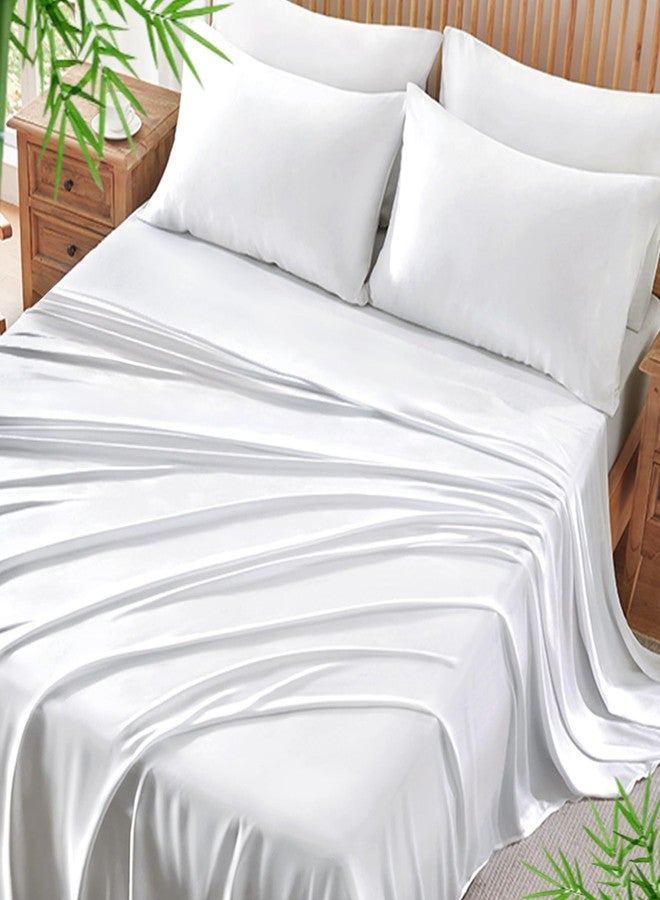 BYSURE Cooling Quick-Dry Bed Sheets Set 6 Pieces(White, King), 30-Seconds Fast Absorbs Sweat, 100% Viscose Derived from Bamboo, Friendly to Hot Sleepers or Night Flashes - Image 1