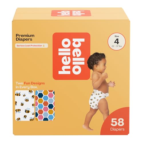 Hello Bello Premium Diapers Size 4 2237lbs Busy Bees Hive Five Designs 58ct Club Box - Image 1
