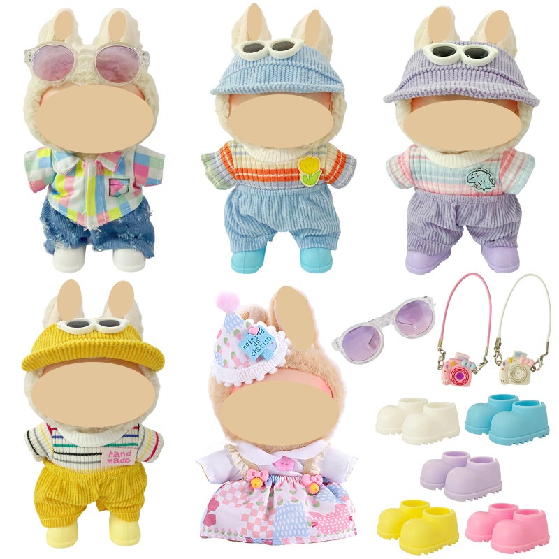 Ezcora Clothes for Doll 5 Pack Clothes for 17cm Doll Include Pairs of Shoes Perfect for Play Display Doll Outfits Accessories for Collectors No Dolls Rainbow Style - Image 3