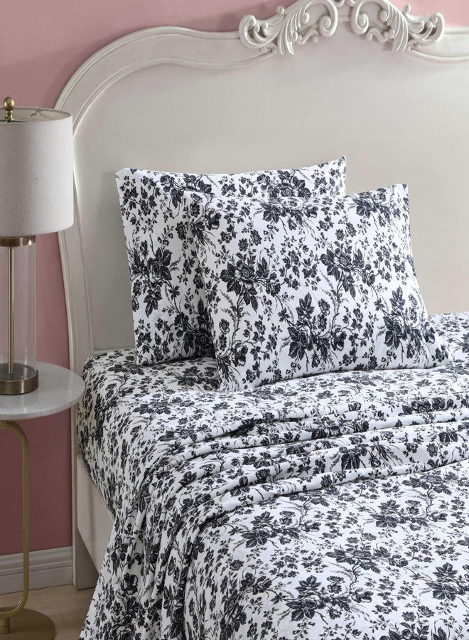 Betsey Johnson Betsey'S Toile Microfiber Black 4 Piece Sheet Set-King - Image 2