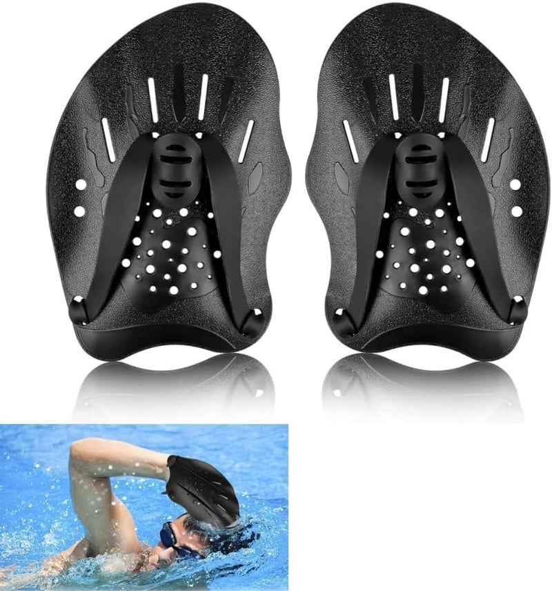 Parlberd Swimming Hand Paddles for Training, 1 Pair Swim Paddles with Adjustable Straps, Professional Hand Fins for Strength and Stroke Improvement, Pool Exercise Equipment, for Men, Women and Kids, Black - Image 5