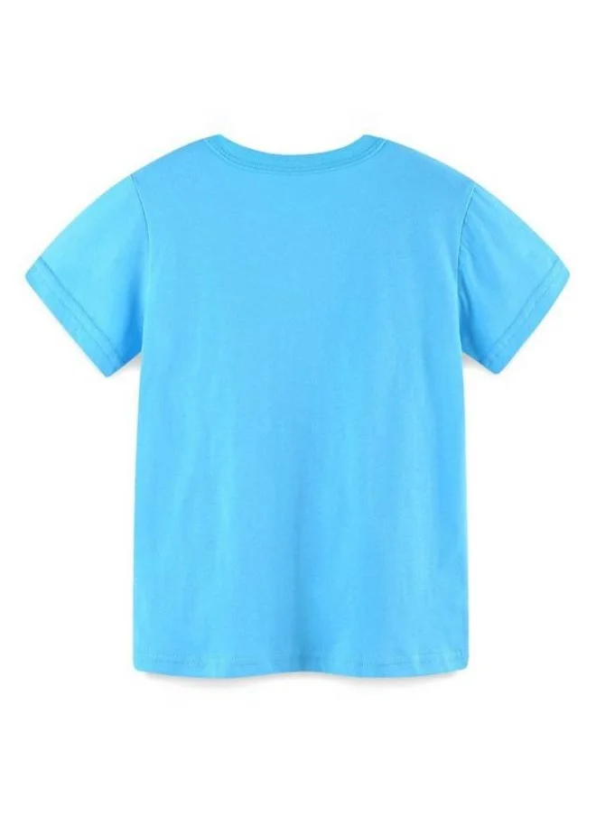 YUNIQEE Blue Printed Short Sleeve Crew Neck T-Shirt