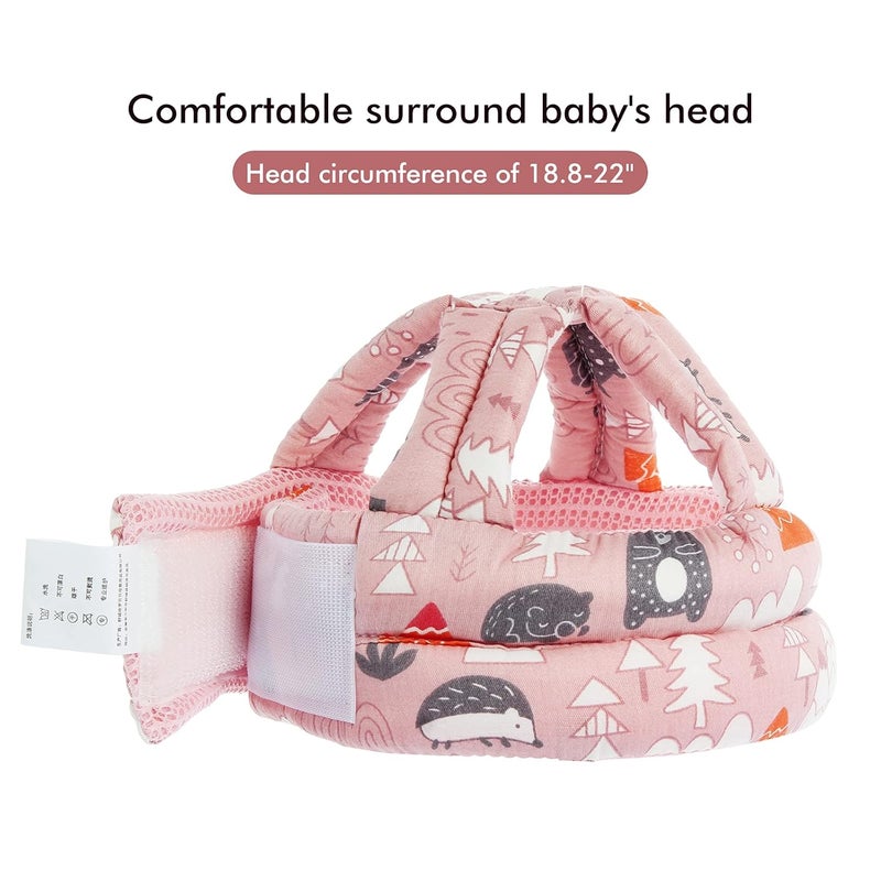 N.C Baby Safety Helmet Infant Toddler Breathable  Adjustable Head Cushion Bumper Bonnet for Running Walking Crawling Pink BB1003 - Image 4