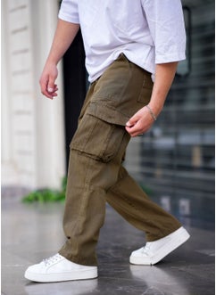 Cool Tarz Cool Style Men's Cargo Pocket Baggy Pants Khaki Color  - Image 4