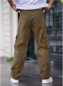 Cool Tarz Cool Style Men's Cargo Pocket Baggy Pants Khaki Color  - Image 3