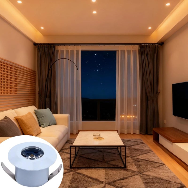 5 Pack Mini Recessed LED Lights, 1W Warm White Under Cabinet Lighting, Tiny Spotlight, 1.6 in Diameter, 1.1 in Height, 1.1-1.26 in Cut Hole for Home Decor - Image 2