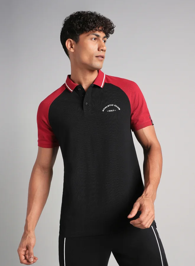 Cult Men Black Athletic Club Polo T-Shirt